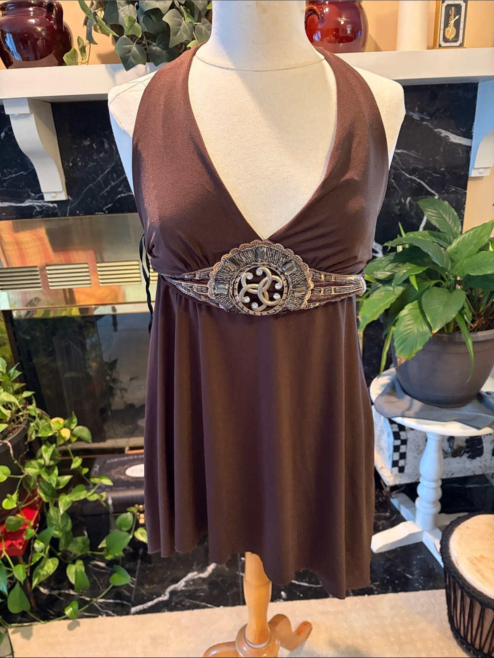 Women's Halter Dress Brown